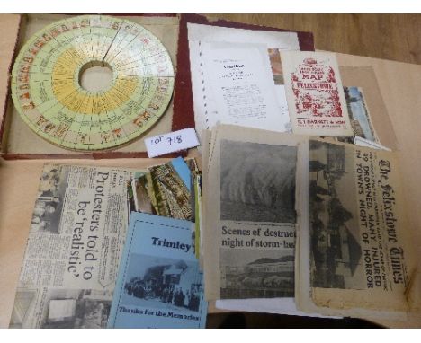 Collectables:  Felixstowe memorabilia book, papers (floods), map plus 1910 game ‘Cringla’ within box.