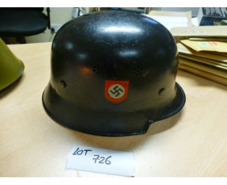 Collectables:  Militaria – WWII German Police steel helmet with decals, good cond.
