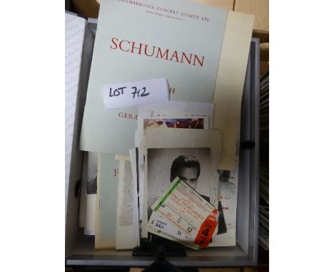 Collectables:  Dietrich Fischer - Dieskau German Baritone ephemera incl Autographs, photos, letters, tickets programmes withi