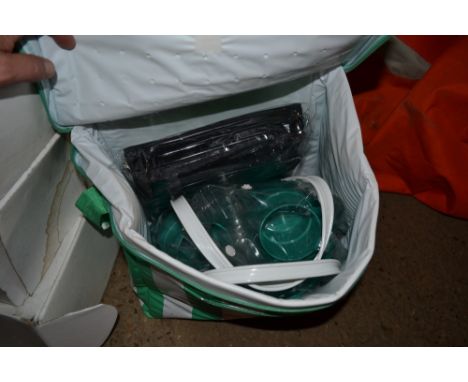 A Safe Rubber Step Tread; together with a cool bag and contents 