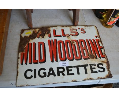 A Wills Wild Woodbine Cigarettes double sided enamel sign AF