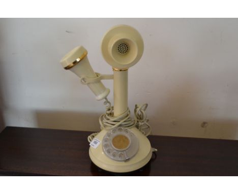 A rotary dial telephone 