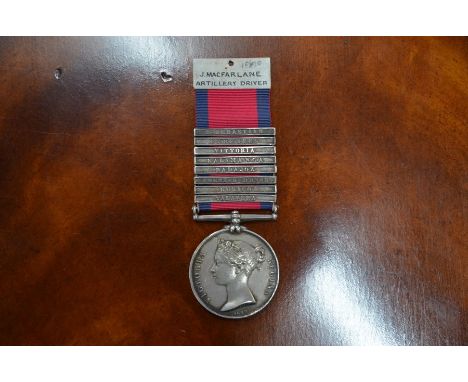 Medals: a Victorian Military General Service Medal 1793-1814, to J Macfarlane, Arty. Driver, with eight clasps St Sebastian; 