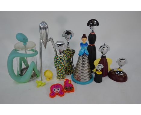 A collection of various, mostly unused modern Alessi kitchenalia including three 'Gianni holding on tight' hermetic storage j