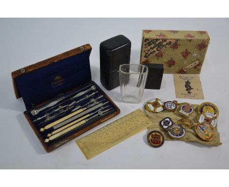 A 19th century cased set of drawing instruments - some with ivory handles, by Elliot, The Strand to/w a small selection of ba