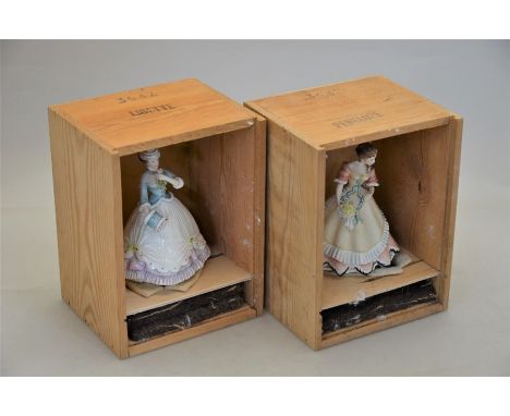 Two Royal Worcester 'Victoria Ladies' series figures, 'Lisette' and 'Penelope' in original wooden case