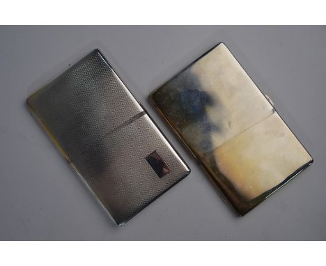 A heavy quality silver cigarette case of plain form, with sprung interior retention bar, Cohen &amp; Charles, London 1941, to