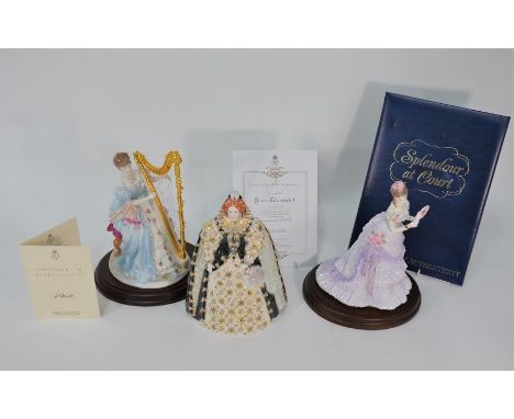 Three Royal Worcester Ltd edition figures - 'Queen Elizabeth I' 1188/4500, 'Music' 426/2500 ('Graceful Arts' series) and 'A R