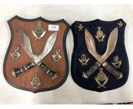 Two pairs of mounted kukri and badges incl. Army Medical Corp. (2)