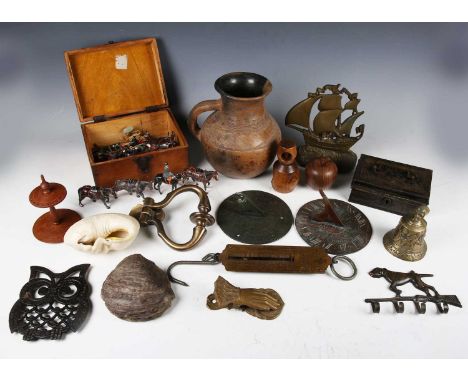 A mixed group of collectors' items, including a group of Britains lead figures and animals, an earthenware jar, an early terr