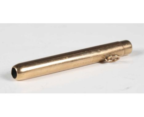A 9ct gold propelling pencil case, fitted with a suspension ring, London 1922 by Sampson Mordan &amp; Co, weight 16.5g, lengt