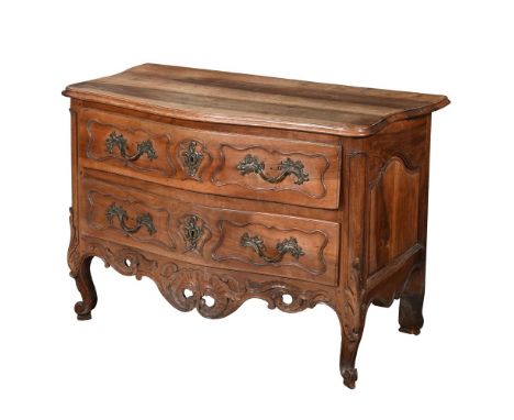 A LOUIS XVI FRUITWOOD SERPENTINE COMMODE LATE 18TH CENTURY 90.5cm high, 126cm wide, 60cm deep   Condition Report:  Both front