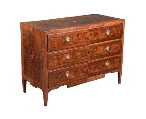 A LOUIS XVI WALNUT, BURR WALNUT AND PARQUETRY COMMODE LATE 18TH CENTURY 98cm high, 132cm wide, 62cm deep  Condition Report:  