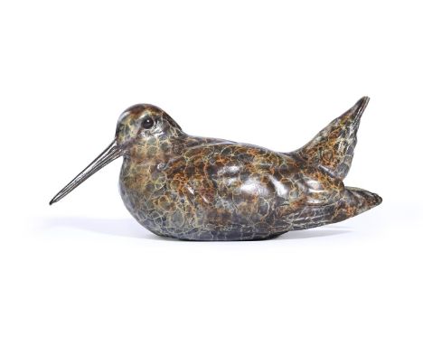 λ&nbspALAN GLASBY (BRITISH 1945-2008), A PATINATED BRONZE MODEL OF A WOODCOCK  Naturalistically modelled 27cm long overall   