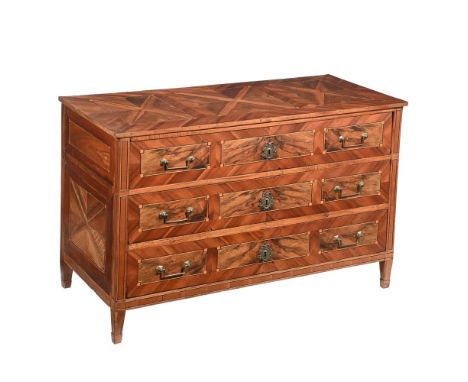 Y&nbspA LOUIS XVI SATINWOOD, FRUITWOOD AND PARQUETRY COMMODE LATE 18TH CENTURY 82.5cm high, 128cm wide, 61.5cm deep  Conditio
