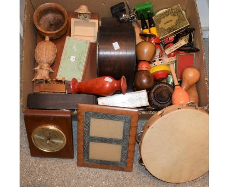 Treen - a novelty soldier nutcracker; oak cased clocks; a barometer; a miniature dropleaf table; etc  