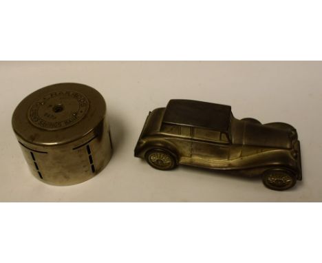 Boxes and Objects - a Harrod's children's savings bank; another, as an Art Deco car (2) 