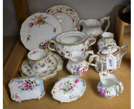 A Royal Crown Derby Royal Antoinette pattern coffee can and saucer, second quality; others, similar, a side plate and miniatu