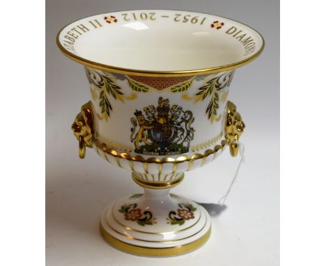 A Royal Worcester The Diamond Jubilee 2012 vase, limited edition 13/250, boxed with certificate