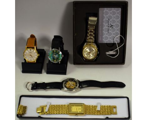 Watches - a vintage Timestar two tone green striped dial manual wristwatch; others, Hunt Sona, Kronen &amp; Sohne; a The Pock