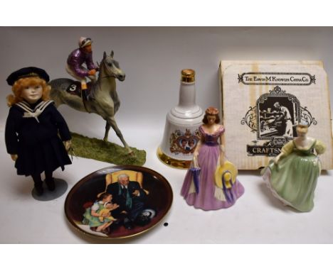Ceramics - The Hamilton Collection, Going to Post, a model of a Racehorse and rider; a Goebel figure, Southern Belle; a Royal