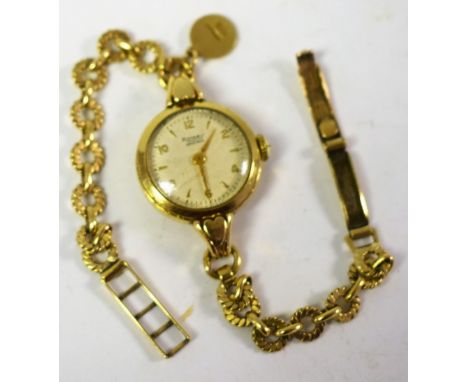 A lady's 9ct gold Rotary watch, integral 9ct gold bracelet strap, 17.4g gross