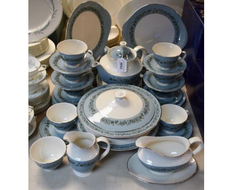 An extensive Royal Doulton Harmony pattern dinner and tea service, including tureens, sauce boat and stand, dinner and side p