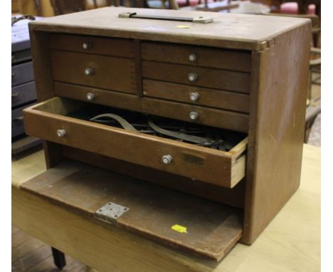 A wooden Union engineers tool box with tools