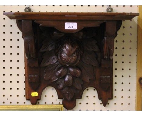 Victorian carved mahogany clock bracket carved with fruit