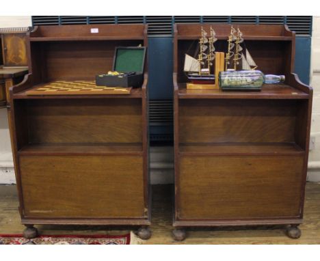 A pair of stepped bookcases with shelf accommodation to both front and rear, 100H x 60W x 45cmD