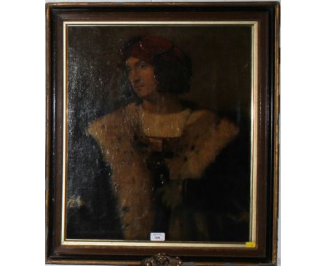 An oleograph copy of an old master painting, framed and glazed, 58cm x 48cm 