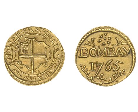 The only known Bombay gold Half-Mohur, 1765   East India Company, Bombay Presidency, Early coinages: English design, gold Hal