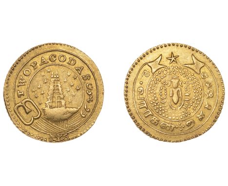 East India Company, Madras Presidency, Reformation 1807-18, gold Two Pagodas, second issue, type G/IV, seven-tiered Gopuram o