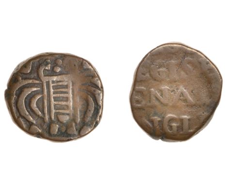 East India Company, Bombay Presidency, Early coinages: English design, copper Half-Pice in the name of George II (1727-60), G