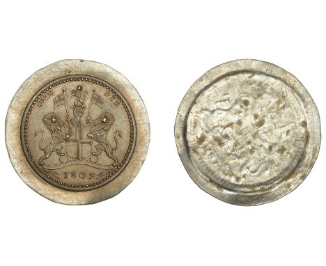 East India Company, Bengal Presidency, European Minting, Soho, a pewter splasher of the unfinished obv. for a Pattern Pie, 18