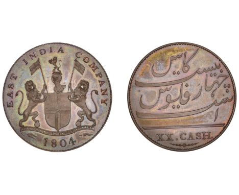 An exceptionally rare Madras/Bombay mule   East India Company, Madras Presidency, European Minting, 1803-8, Soho, bronzed-cop