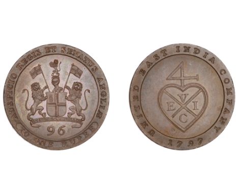 East India Company, Madras Presidency, Northern Circars: European style coinages, Soho, bronzed-copper Proof Half-Dub or Nine
