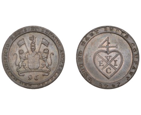 East India Company, Madras Presidency, Northern Circars: European style coinages, Soho, copper mule Half-Dub or Ninety-Sixth 