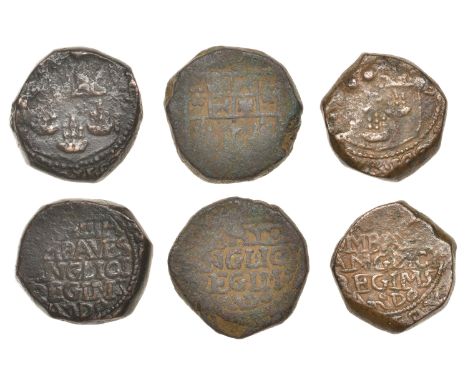 East India Company, Bombay Presidency, Early coinages: English design, copper Copperoons (3), type B/XII, yr 10 [1675], arms 