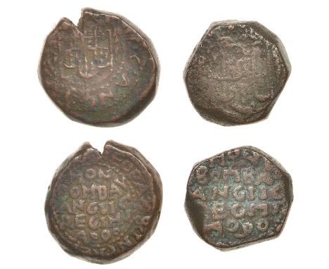 East India Company, Bombay Presidency, Early coinages: English design, copper Copperoons (2), type A/V, yr 9 [1674], arms of 