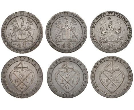 East India Company, Madras Presidency, Northern Circars: European style coinages, Soho, copper Dubs or Forty-Eighth Rupees (3