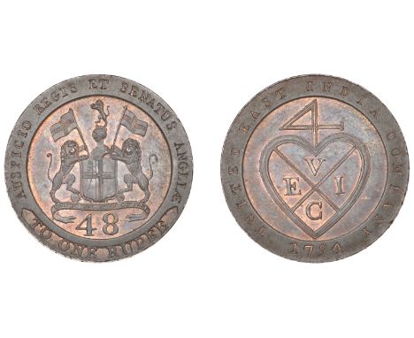East India Company, Madras Presidency, Northern Circars: European style coinages, Soho, copper Proof Dub or Forty-Eighth Rupe