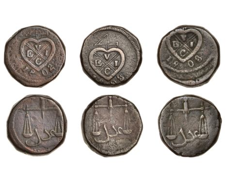 East India Company, Bombay Presidency, Later coinages: Local minting, copper Pice (3), 1802, balemark, rev. scales, adil [Jus