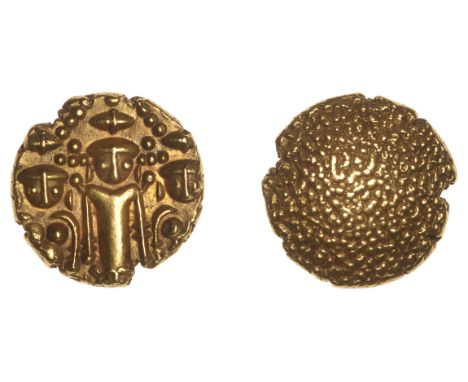 East India Company, Madras Presidency, Early coinages, gold Pagoda, c. 1740-1806, Madras, three half-length figures represent