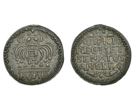 East India Company, Bombay Presidency, Early coinages: English design, zinc Double-Pice, undated, in the name of George II or
