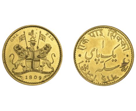 East India Company, Bengal Presidency, European Minting, Soho, gilt-copper Pattern Pie, 1809, unsigned [by J. Phillp], Compan