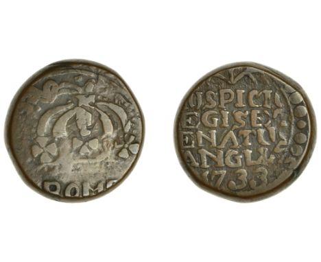 East India Company, Bombay Presidency, Early coinages: English design, copper Double-Pice in the name of George II (1727-60),