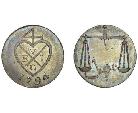 East India Company, Bombay Presidency, European Minting, 1791-4, Soho, bronzed-copper Proof Double-Pice or 8 Reas, 1794, type