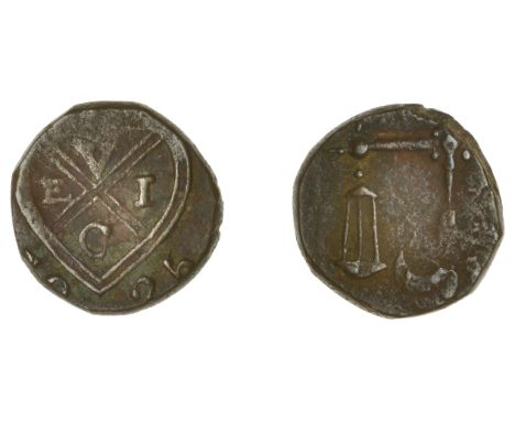 East India Company, Bombay Presidency, Later coinages: Local minting, copper Quarter-Pice, 1825, balemark, rev. scales, adil 