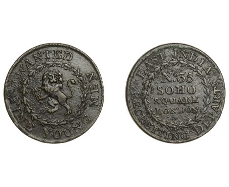 East India Company, Bengal Presidency, East India Company, brass Recruiting Ticket [1817-33], lion rampant within wreath, wan